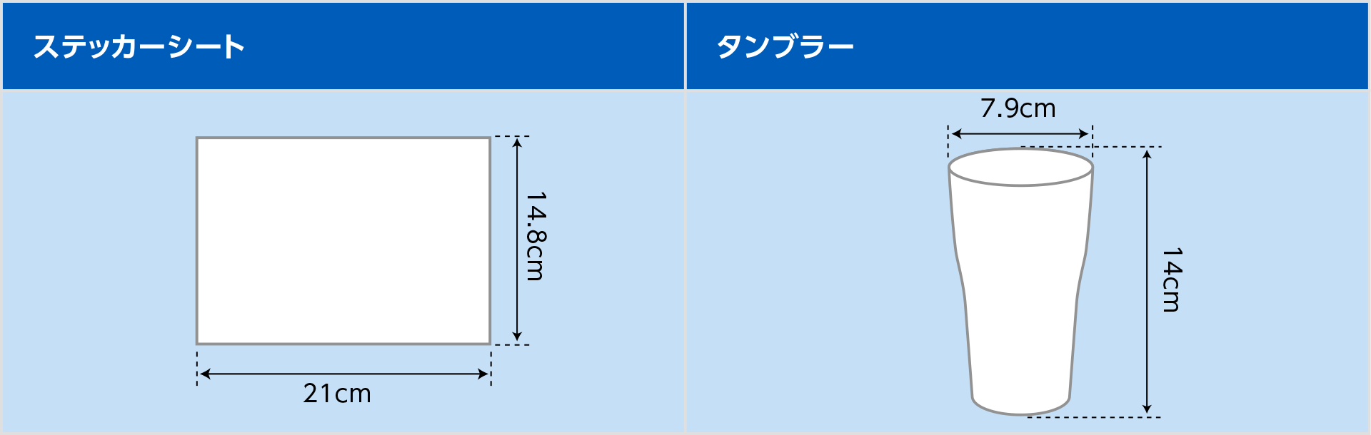 ステッカーシート／タンブラーサイズ表